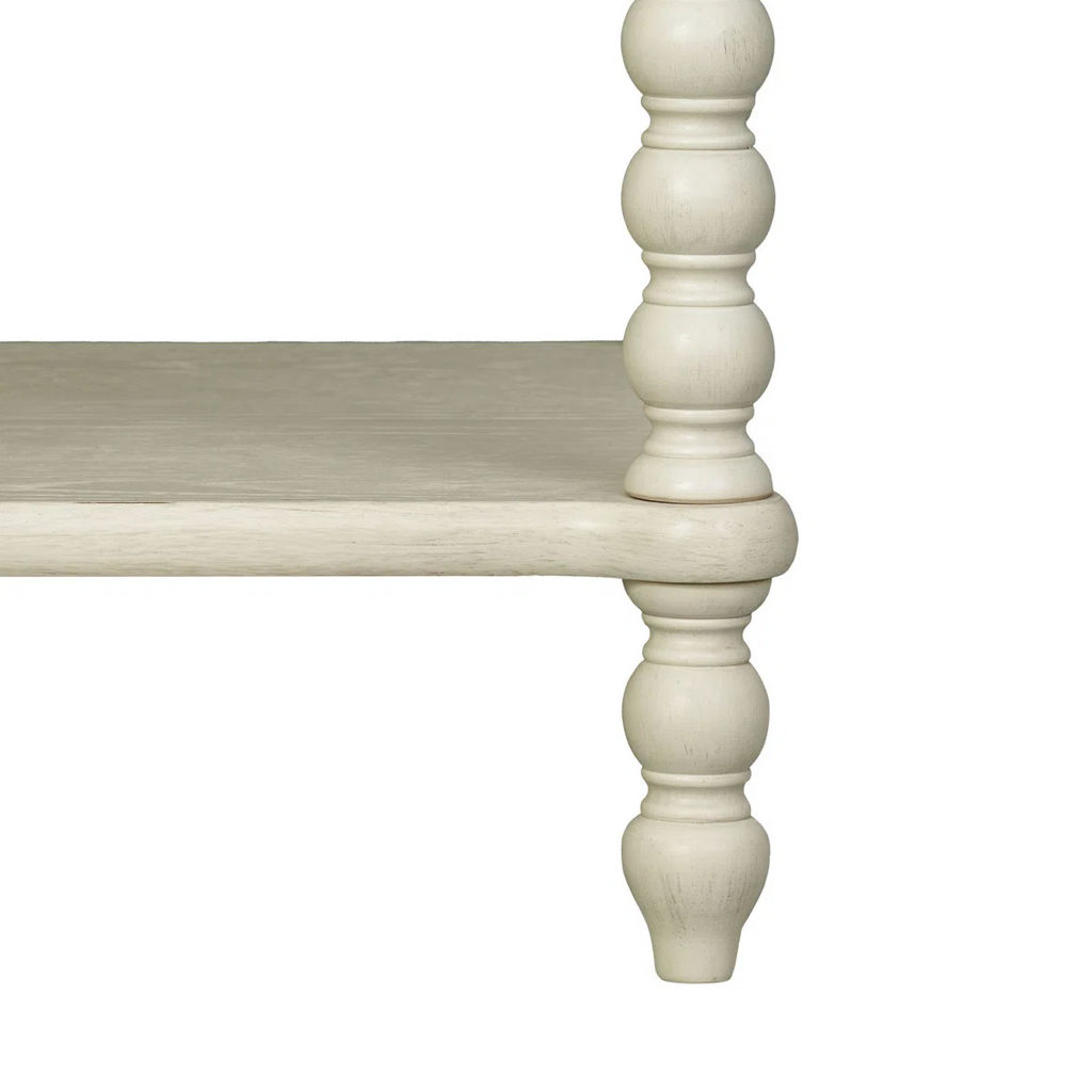 Beckett Large Turned Wood Spindle Nightstand with Drawer and Shelf