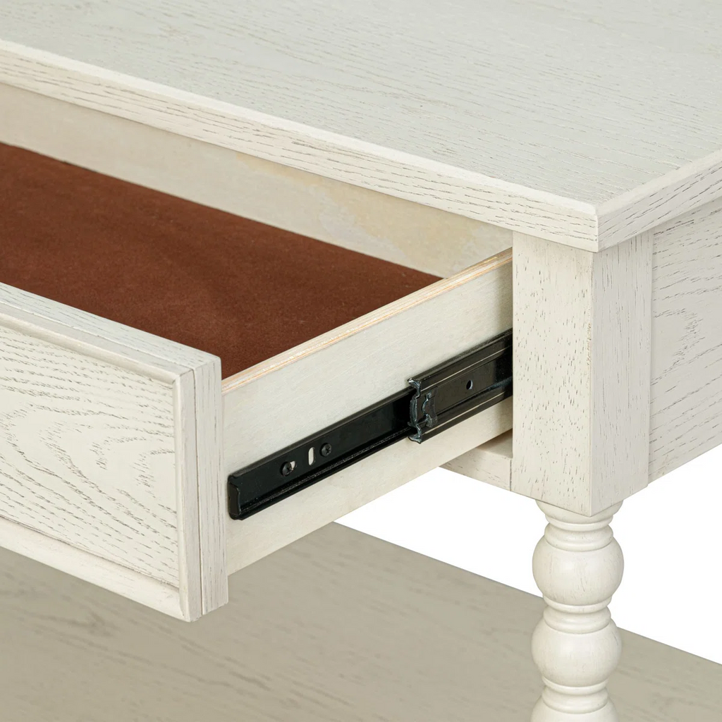 Beckett Large Turned Wood Spindle Nightstand with Drawer and Shelf