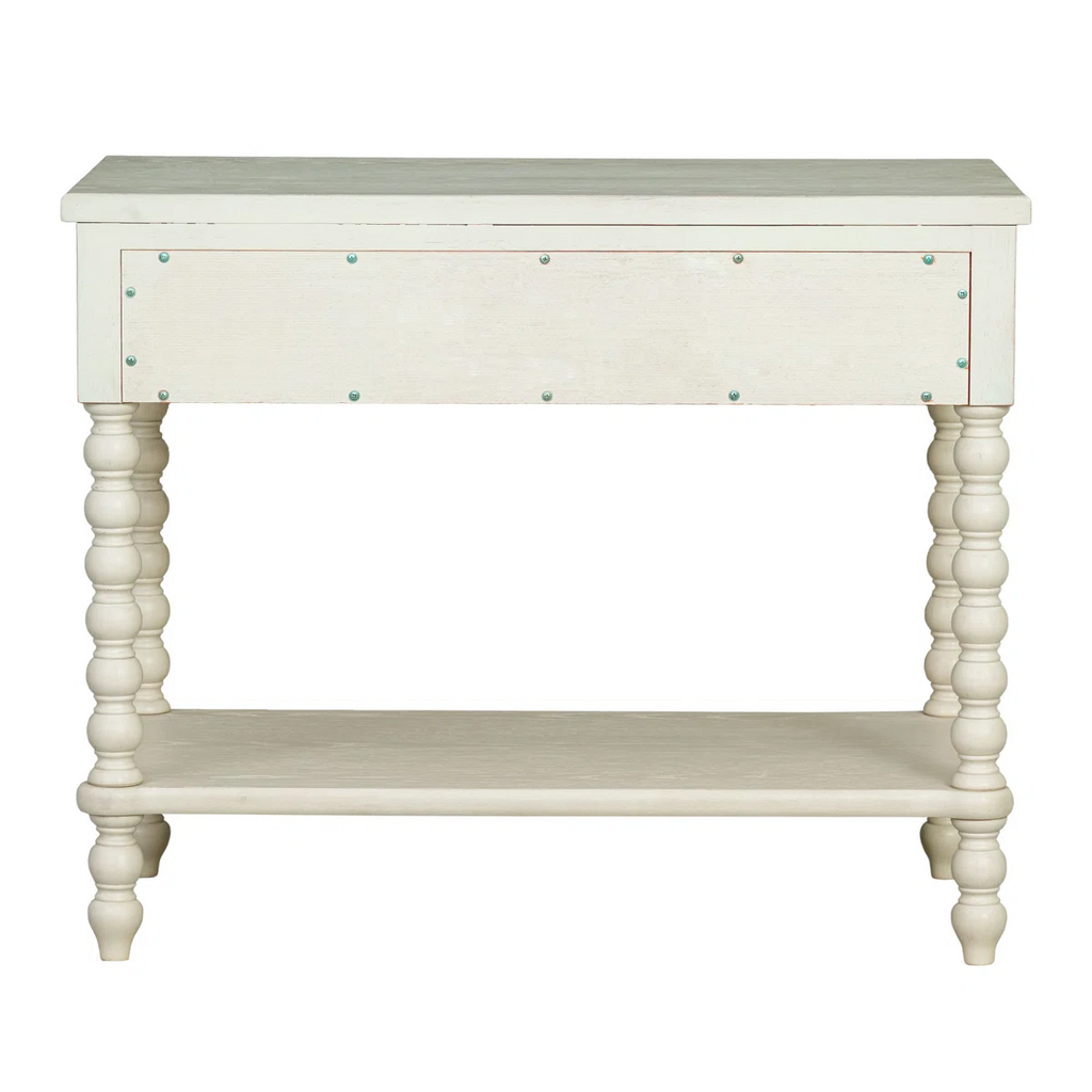 Beckett Large Turned Wood Spindle Nightstand with Drawer and Shelf