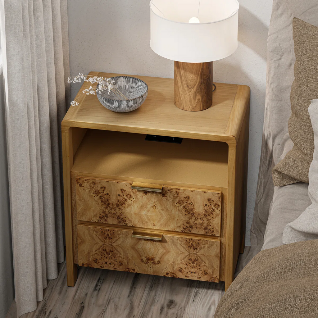 Manish 2 Drawer Nightstand With Charging Station