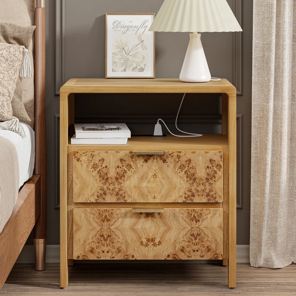 Manish 2 Drawer Nightstand With Charging Station