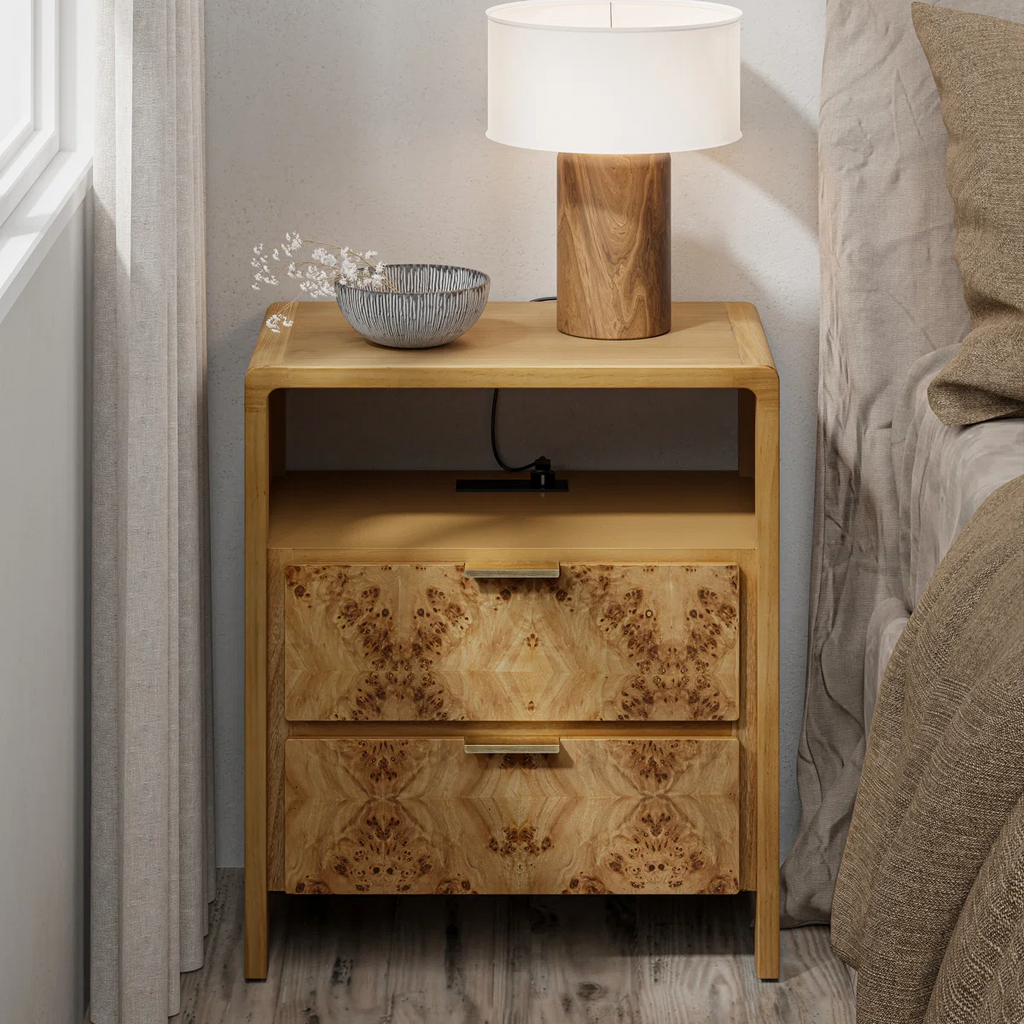 Manish 2 Drawer Nightstand With Charging Station